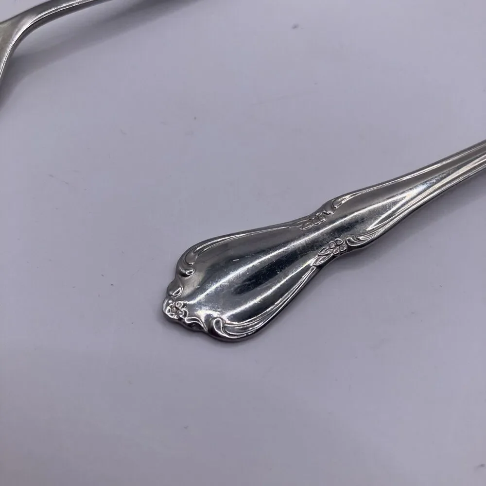VTG Oneida Craft Deluxe England Stainless Child Toddler Rose Fork Scroll Spoon